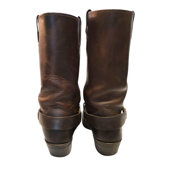 FRYE 12R Harness Boot Brown Oiled Leather Western Cowgirl Mid Calf Engineer Moto - Picture 7 of 13